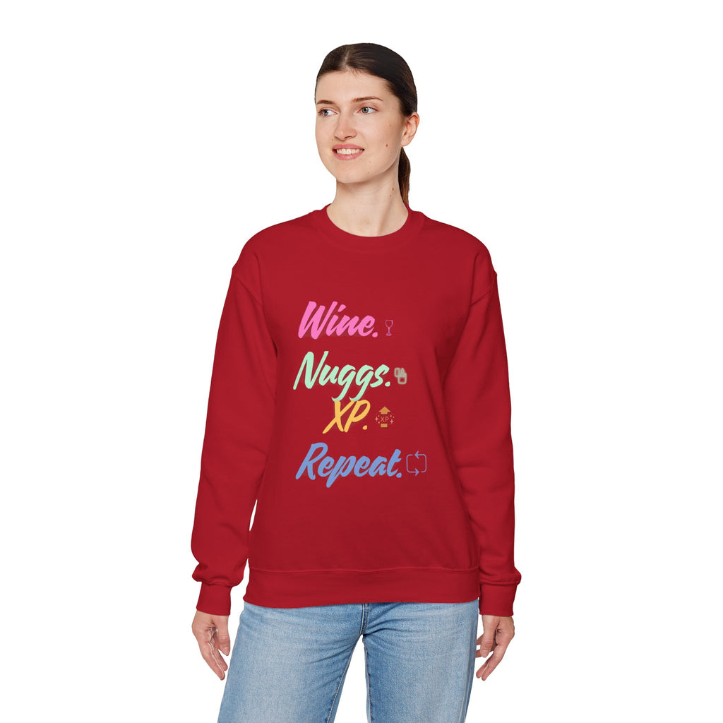 “Wine, Nuggs, XP, Repeat” Sweatshirt