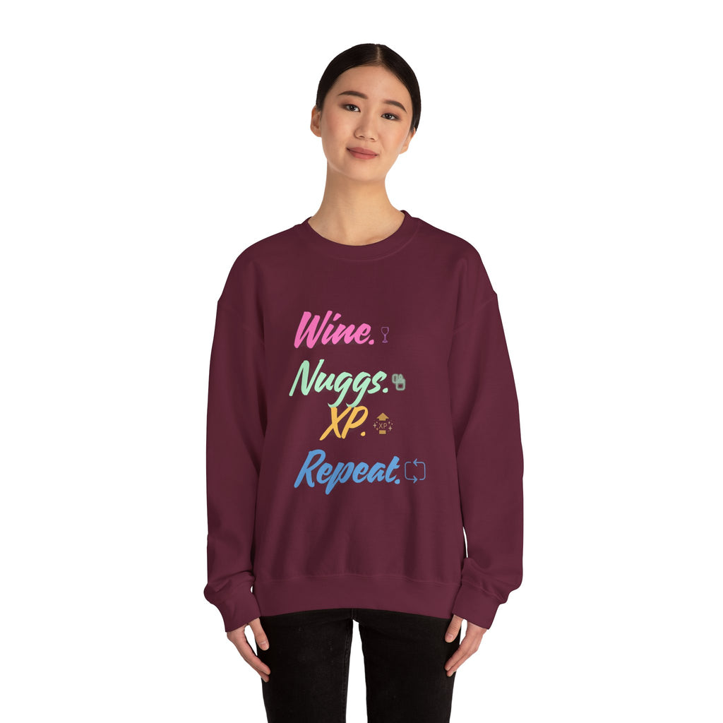 “Wine, Nuggs, XP, Repeat” Sweatshirt