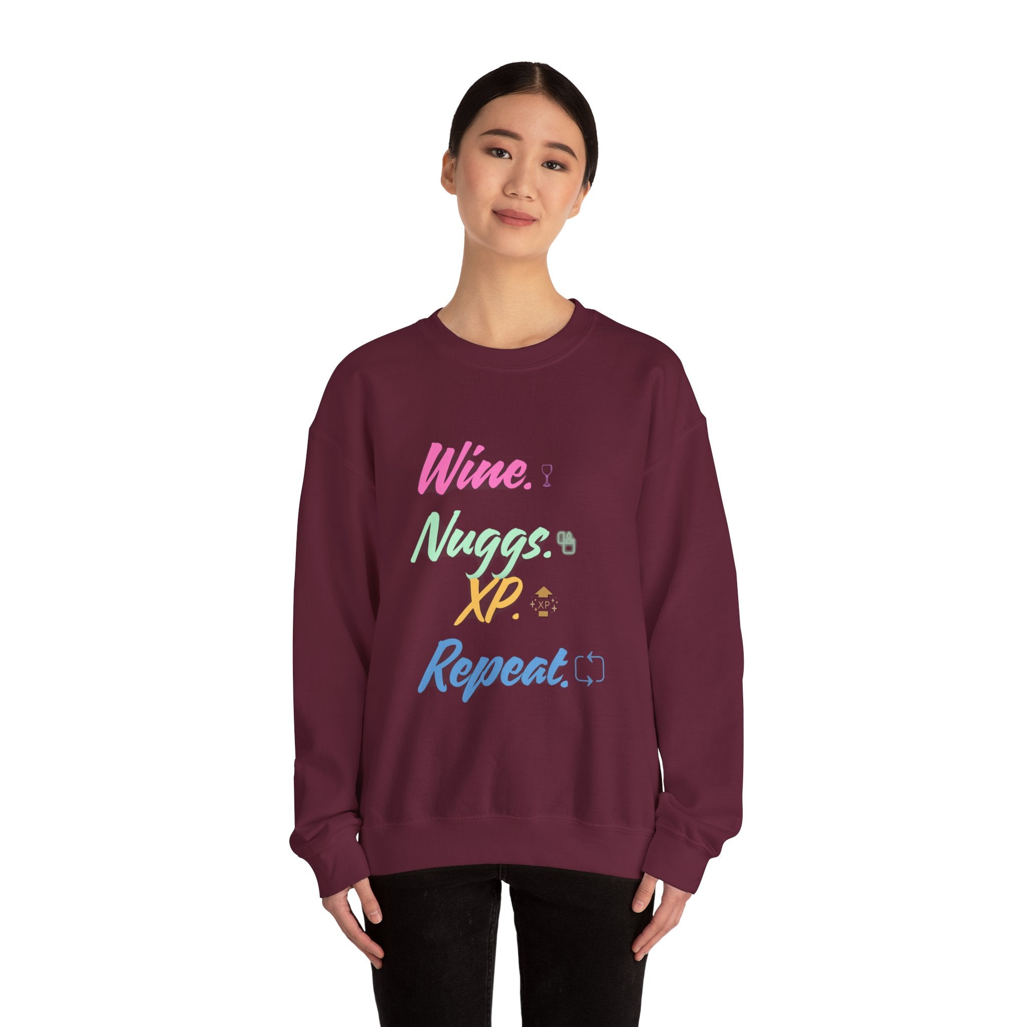 “Wine, Nuggs, XP, Repeat” Sweatshirt
