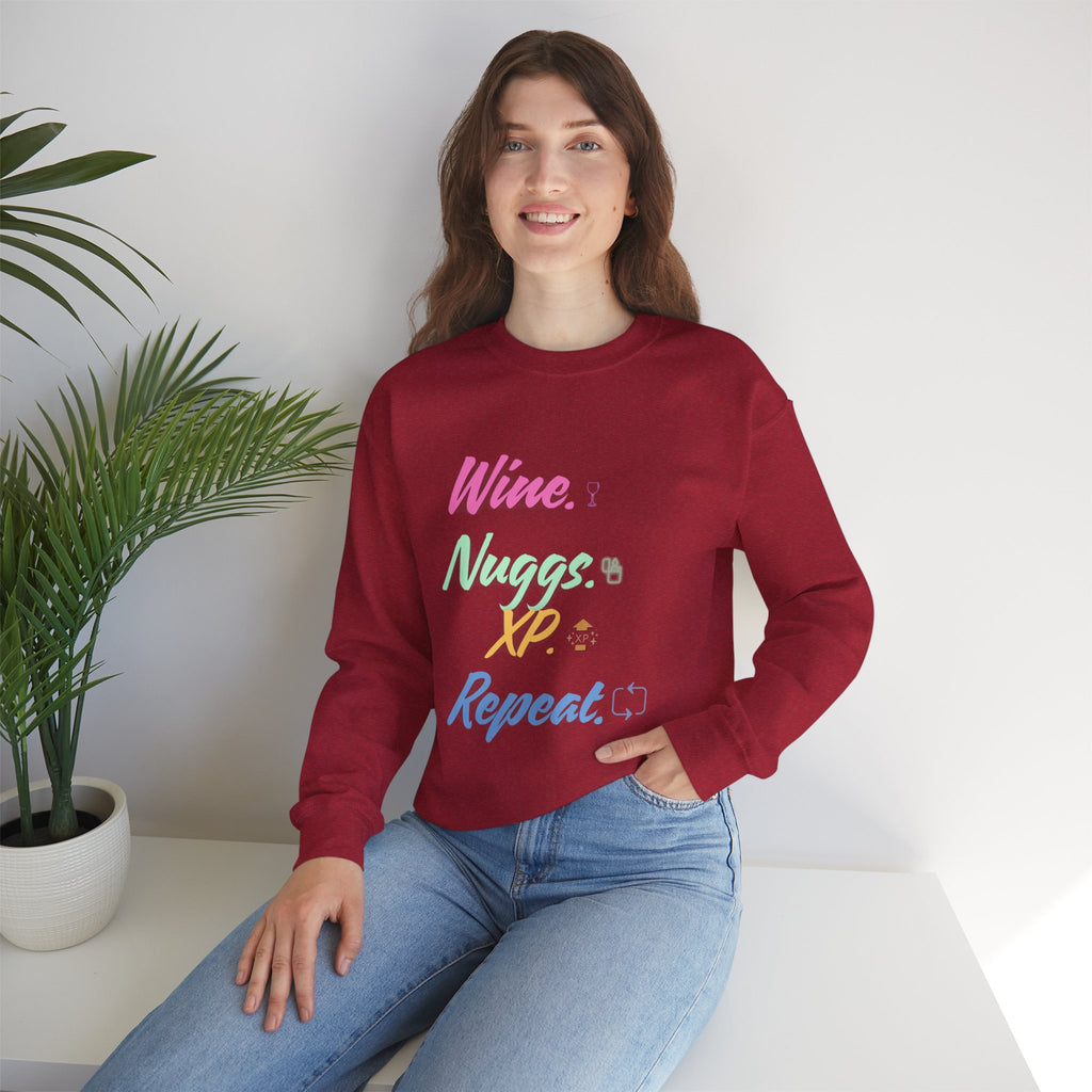 “Wine, Nuggs, XP, Repeat” Sweatshirt