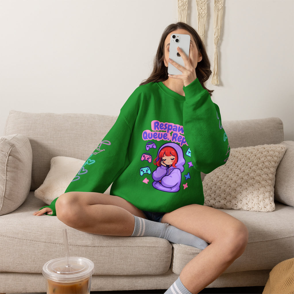 Respawn, Queue, Repeat Cozy Sweatshirt