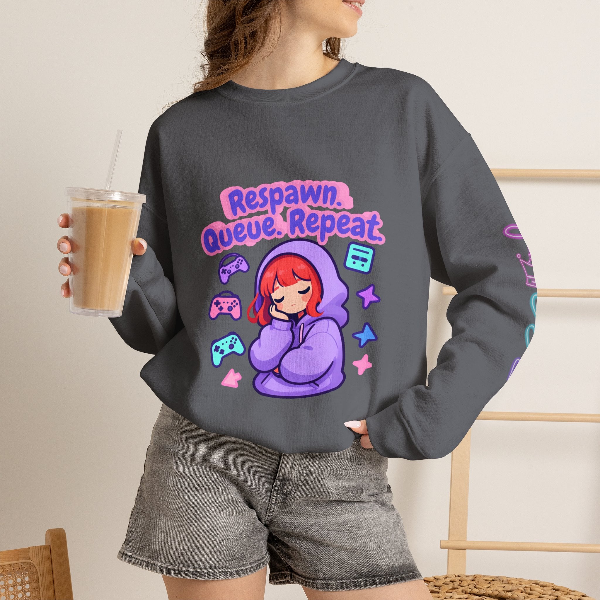 Respawn, Queue, Repeat Cozy Sweatshirt