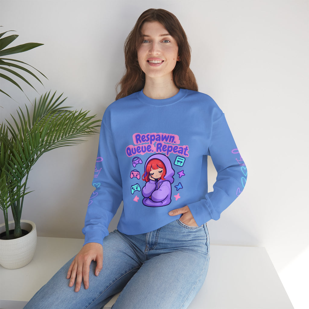 Respawn, Queue, Repeat Cozy Sweatshirt