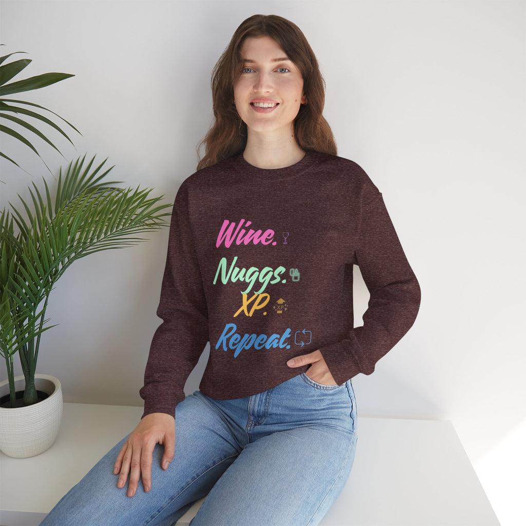 “Wine, Nuggs, XP, Repeat” Sweatshirt