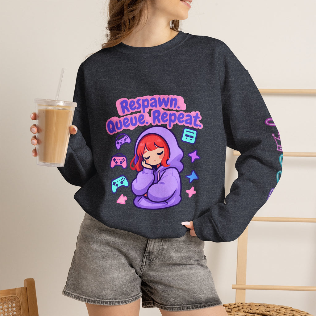 Respawn, Queue, Repeat Cozy Sweatshirt