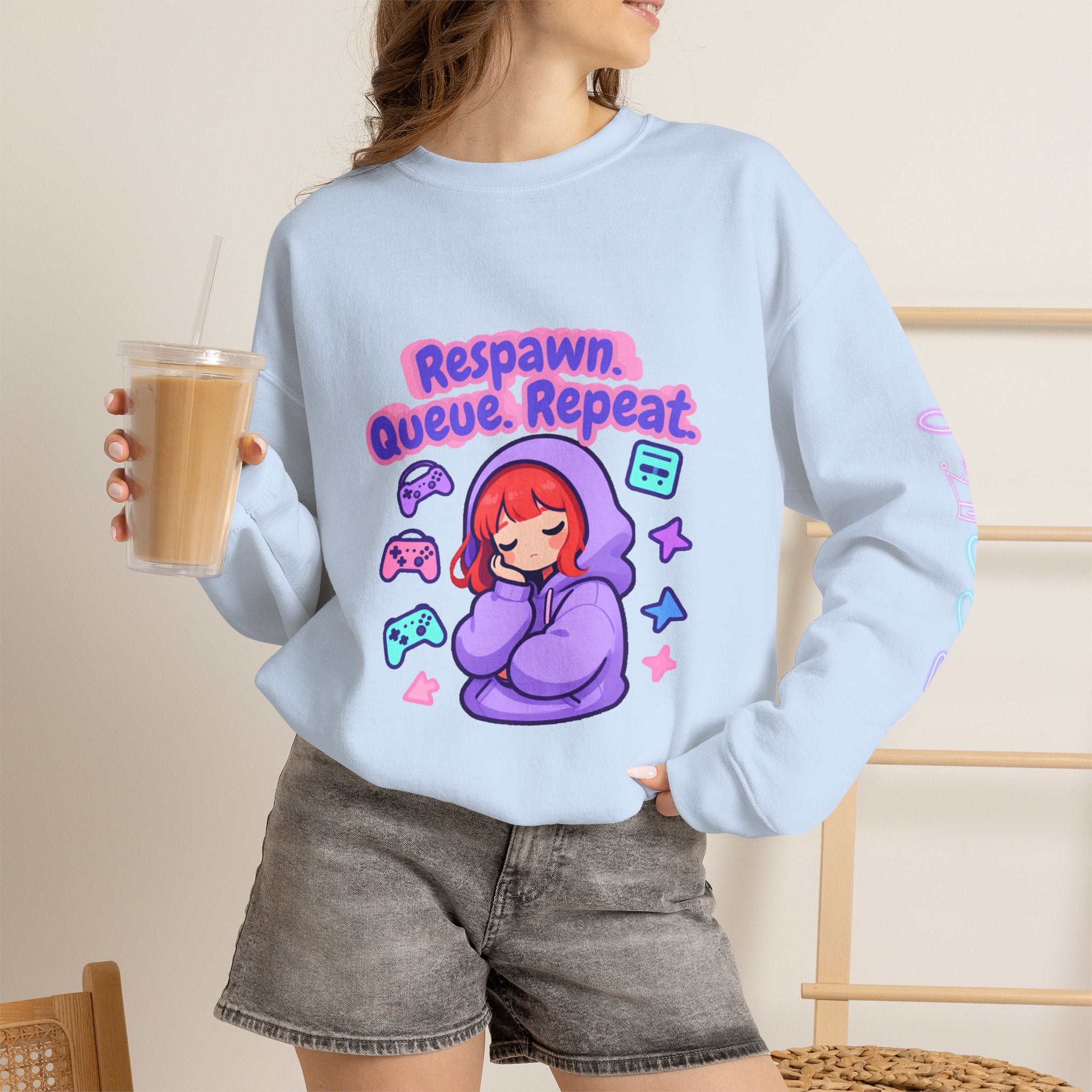 Respawn, Queue, Repeat Cozy Sweatshirt