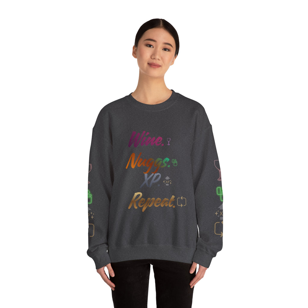 “Wine, Nuggs, XP, Repeat” Crewneck Sweatshirt