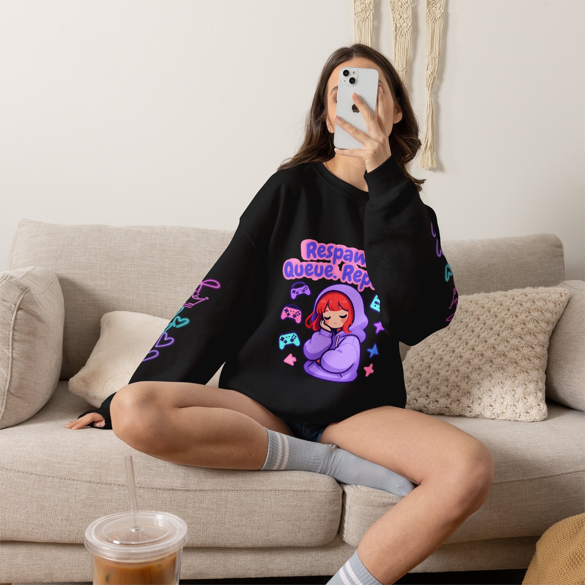 Respawn, Queue, Repeat Cozy Sweatshirt