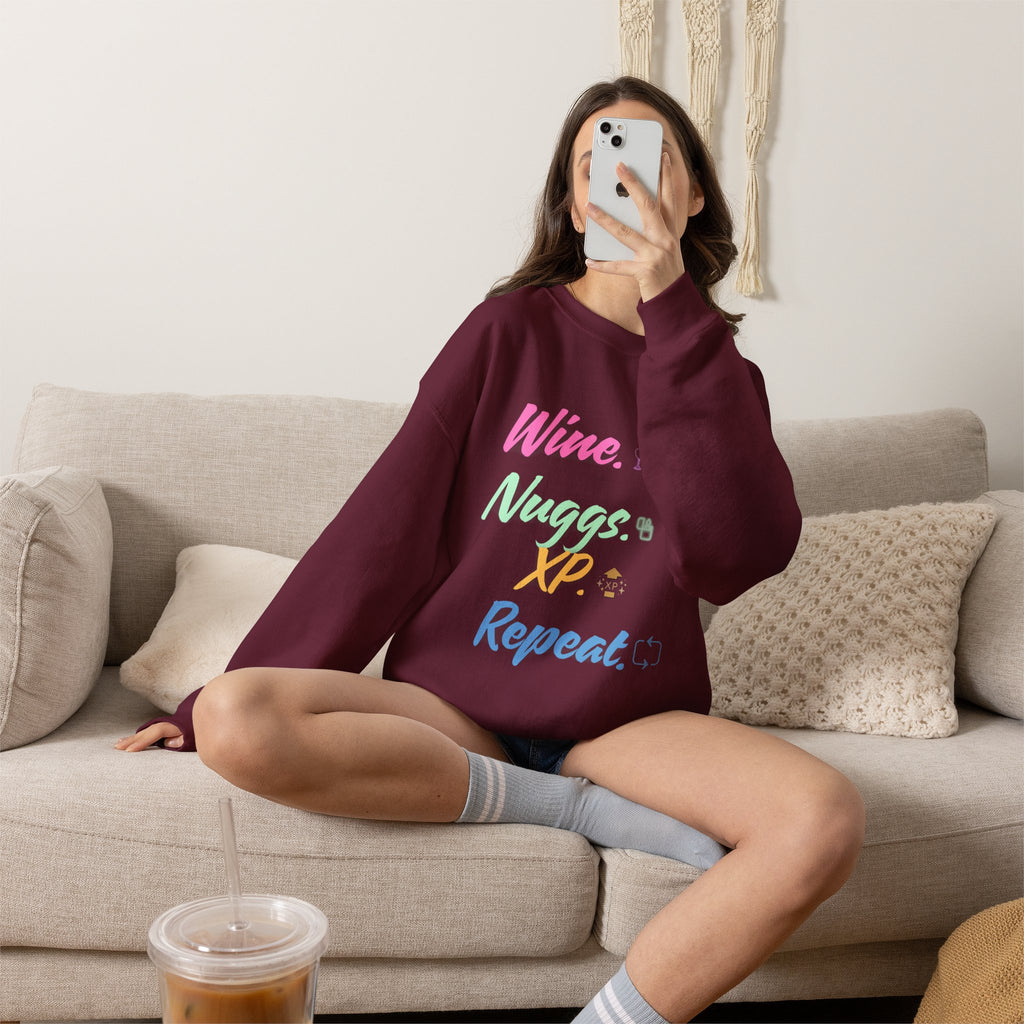 “Wine, Nuggs, XP, Repeat” Sweatshirt