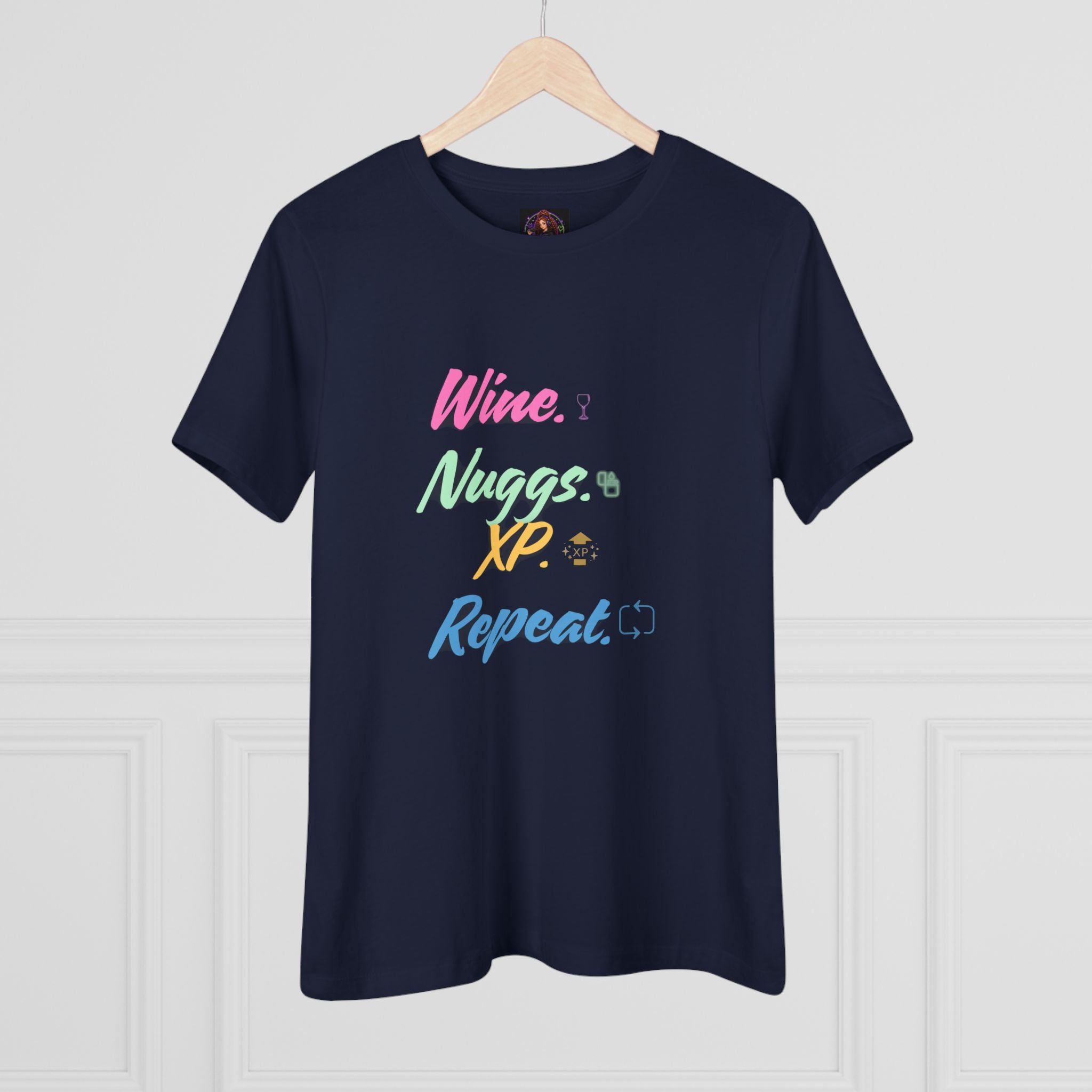 “Wine, Nuggs, XP, Repeat” Women's Cotton Tee