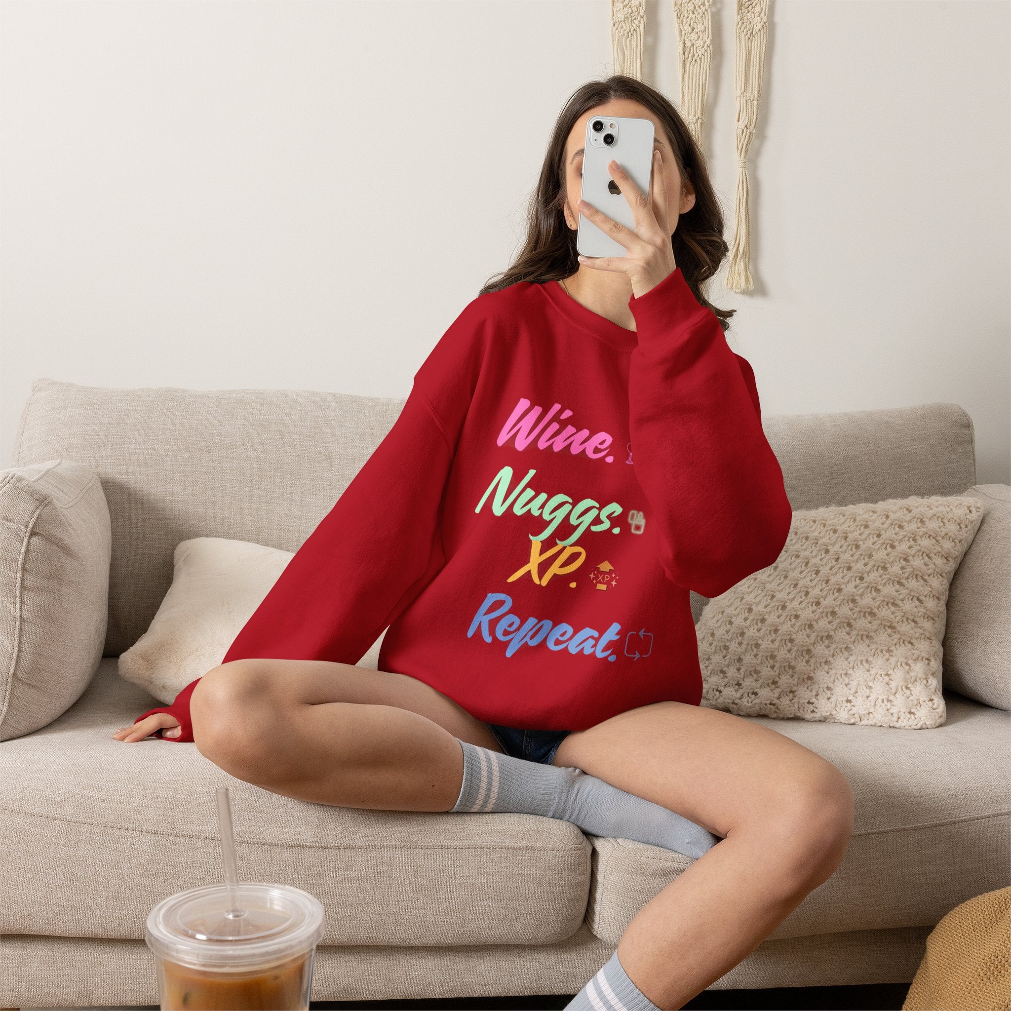 “Wine, Nuggs, XP, Repeat” Sweatshirt