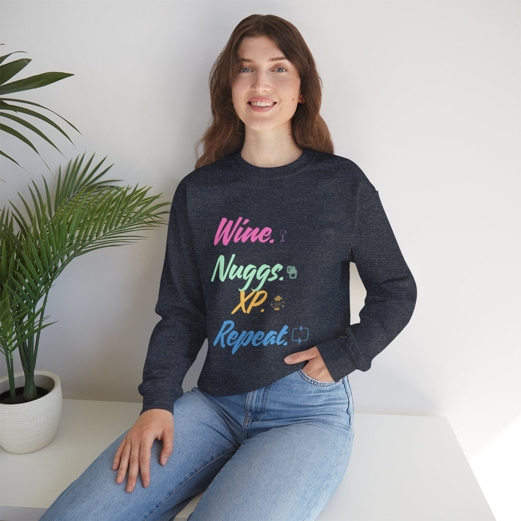 “Wine, Nuggs, XP, Repeat” Sweatshirt