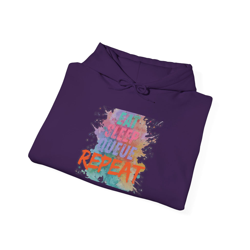 “Eat Sleep Queue Repeat”Hooded Sweatshirt