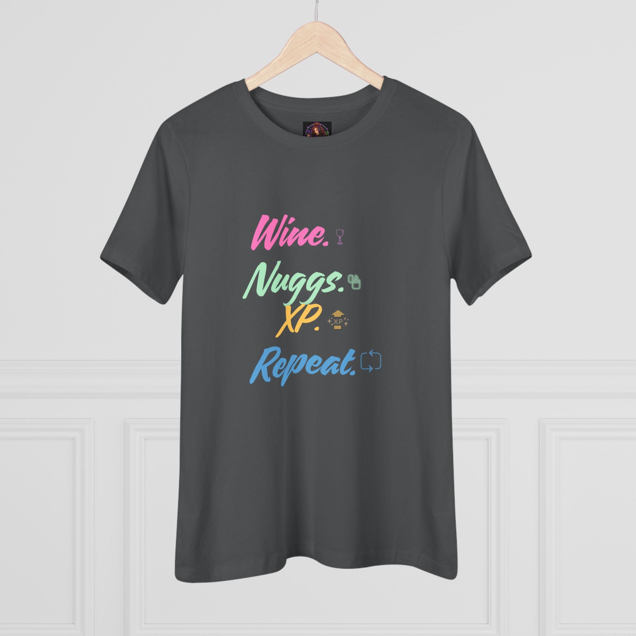 “Wine, Nuggs, XP, Repeat” Women's Cotton Tee
