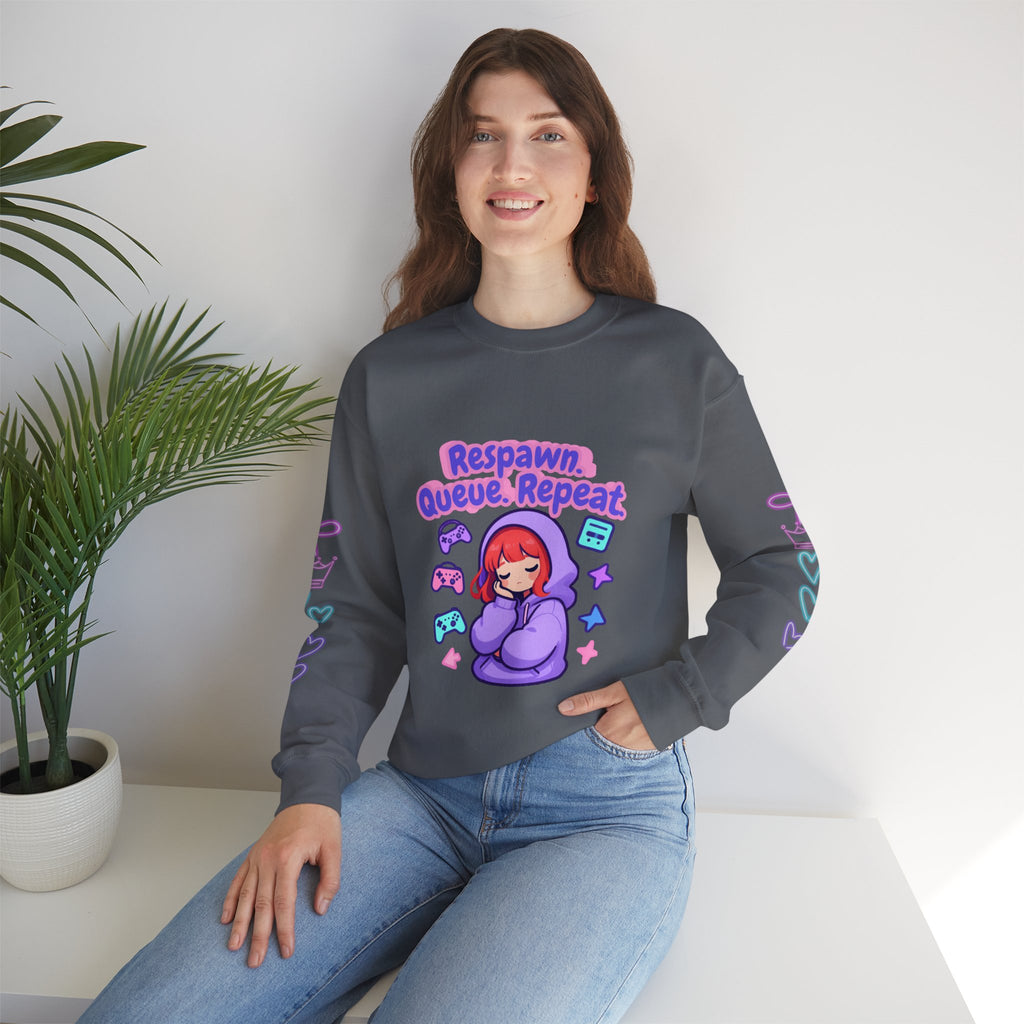 Respawn, Queue, Repeat Cozy Sweatshirt