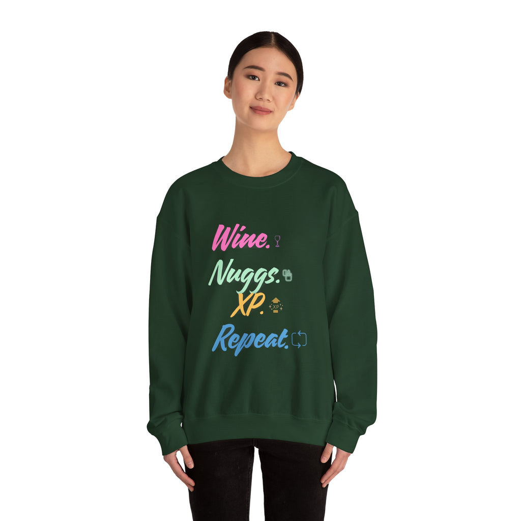 “Wine, Nuggs, XP, Repeat” Sweatshirt