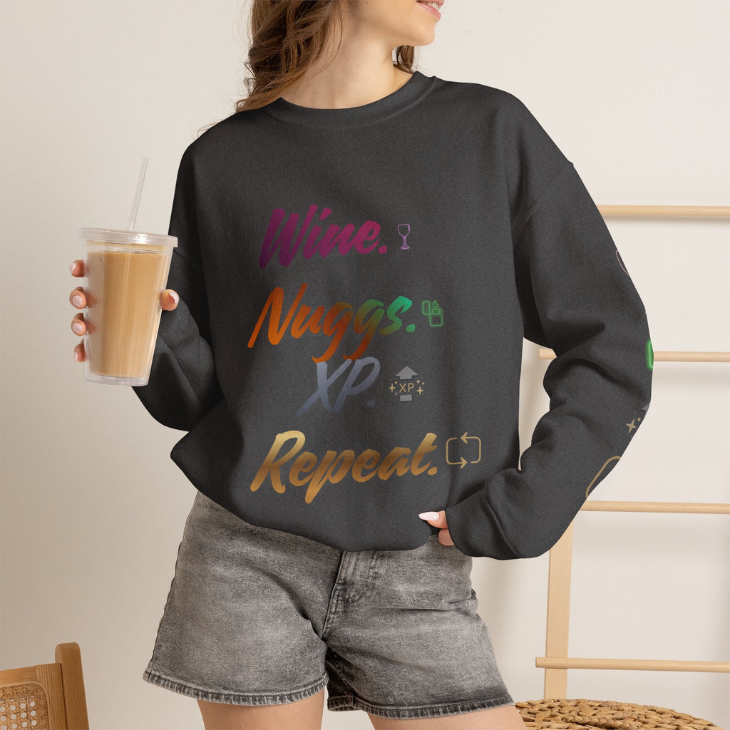 “Wine, Nuggs, XP, Repeat” Crewneck Sweatshirt