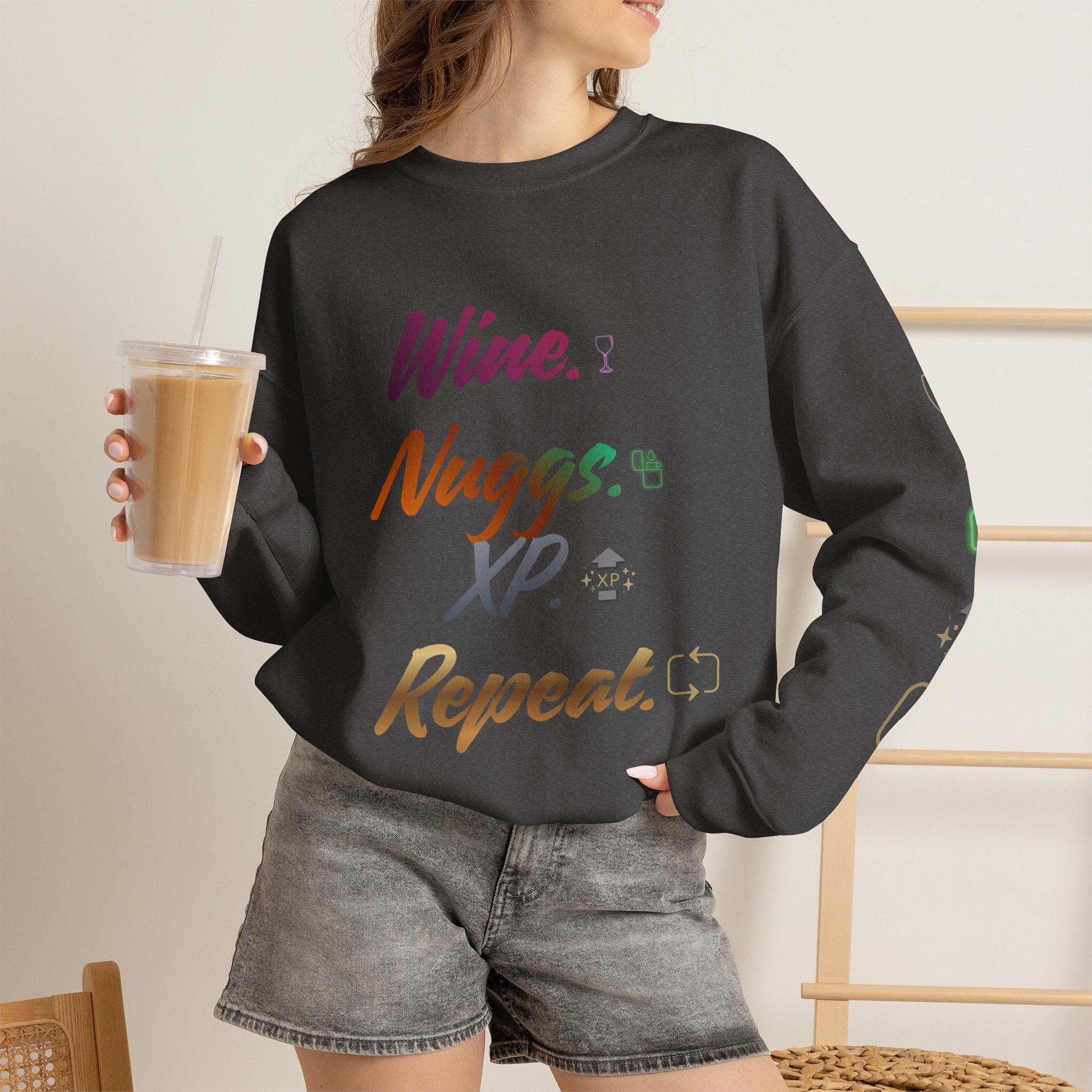 “Wine, Nuggs, XP, Repeat” Crewneck Sweatshirt