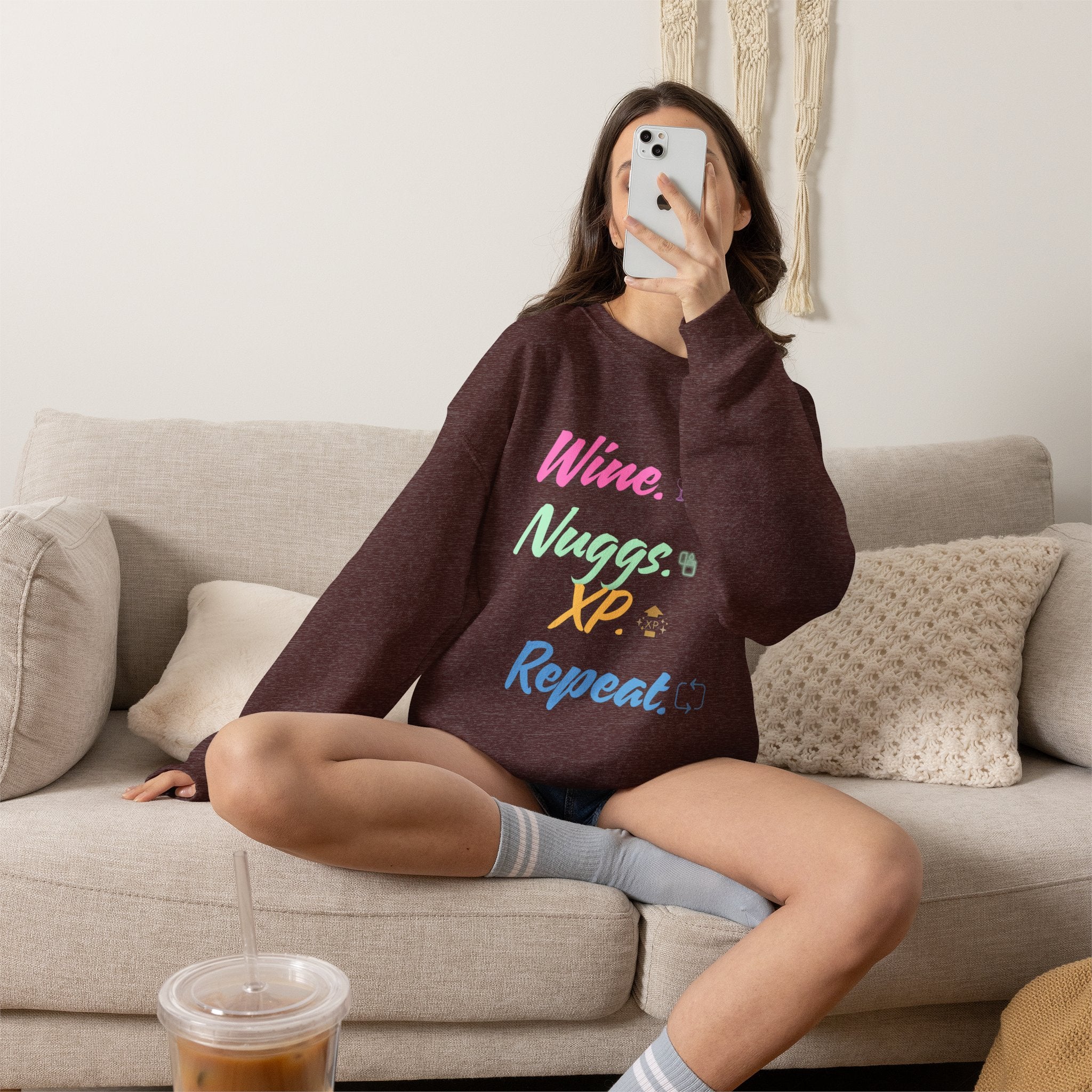 “Wine, Nuggs, XP, Repeat” Sweatshirt