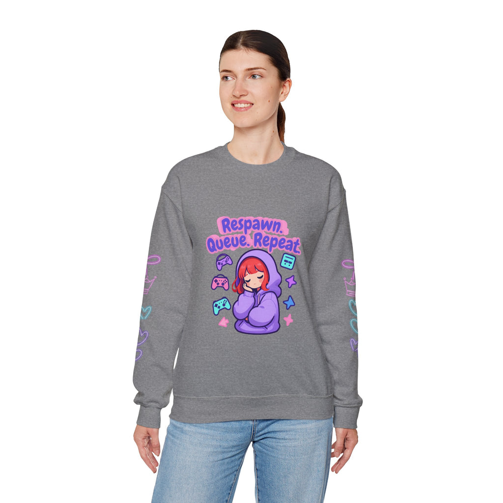 Respawn, Queue, Repeat Cozy Sweatshirt