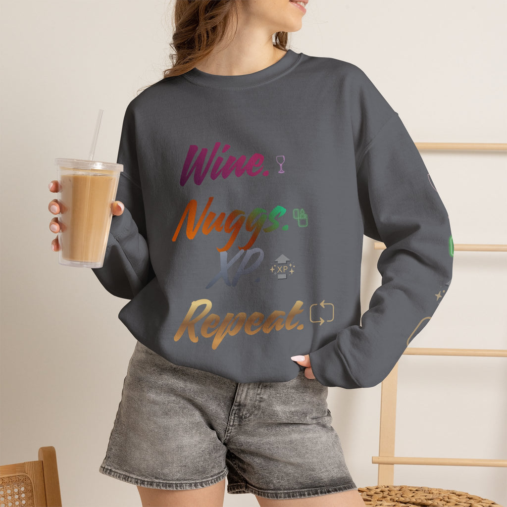 “Wine, Nuggs, XP, Repeat” Crewneck Sweatshirt
