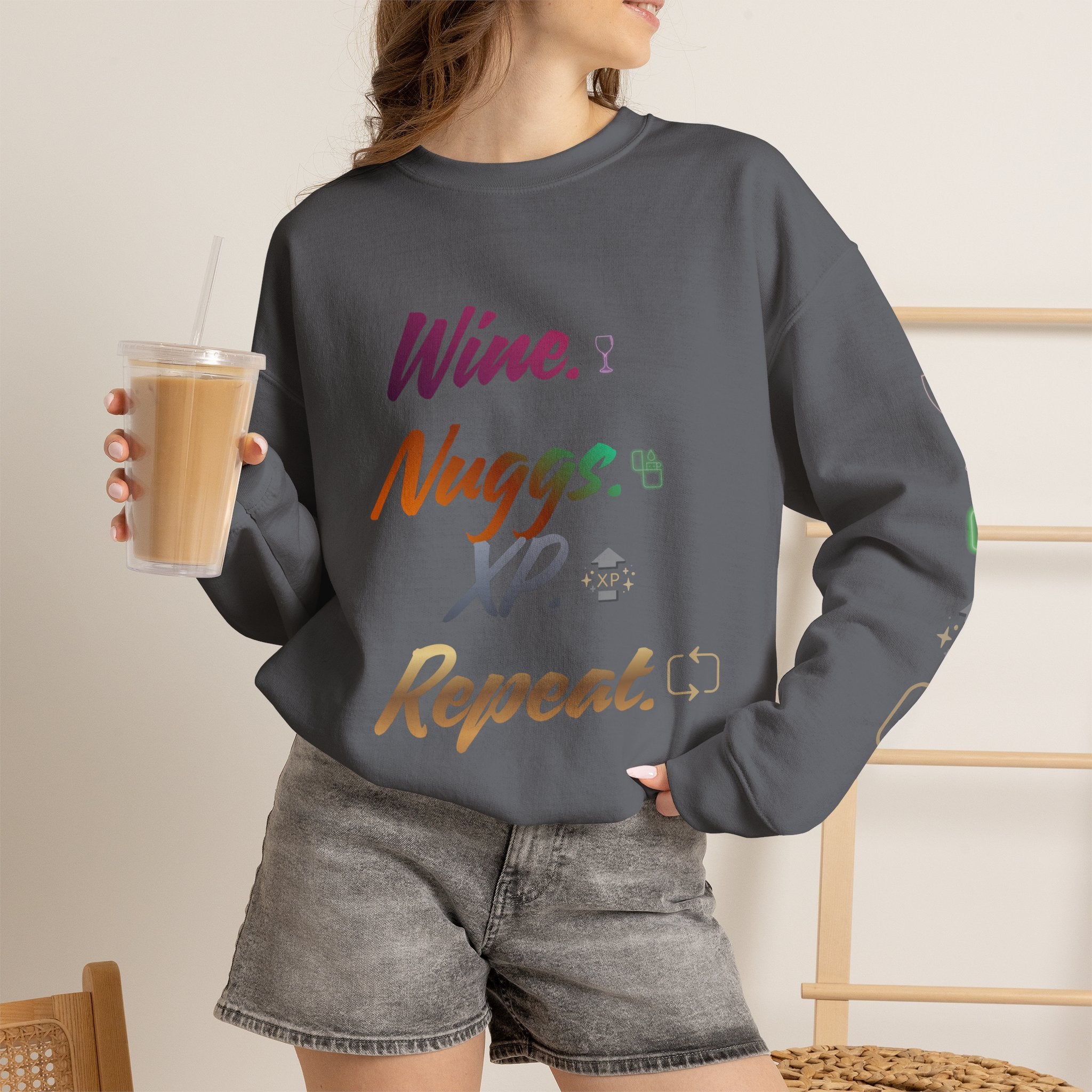 “Wine, Nuggs, XP, Repeat” Crewneck Sweatshirt