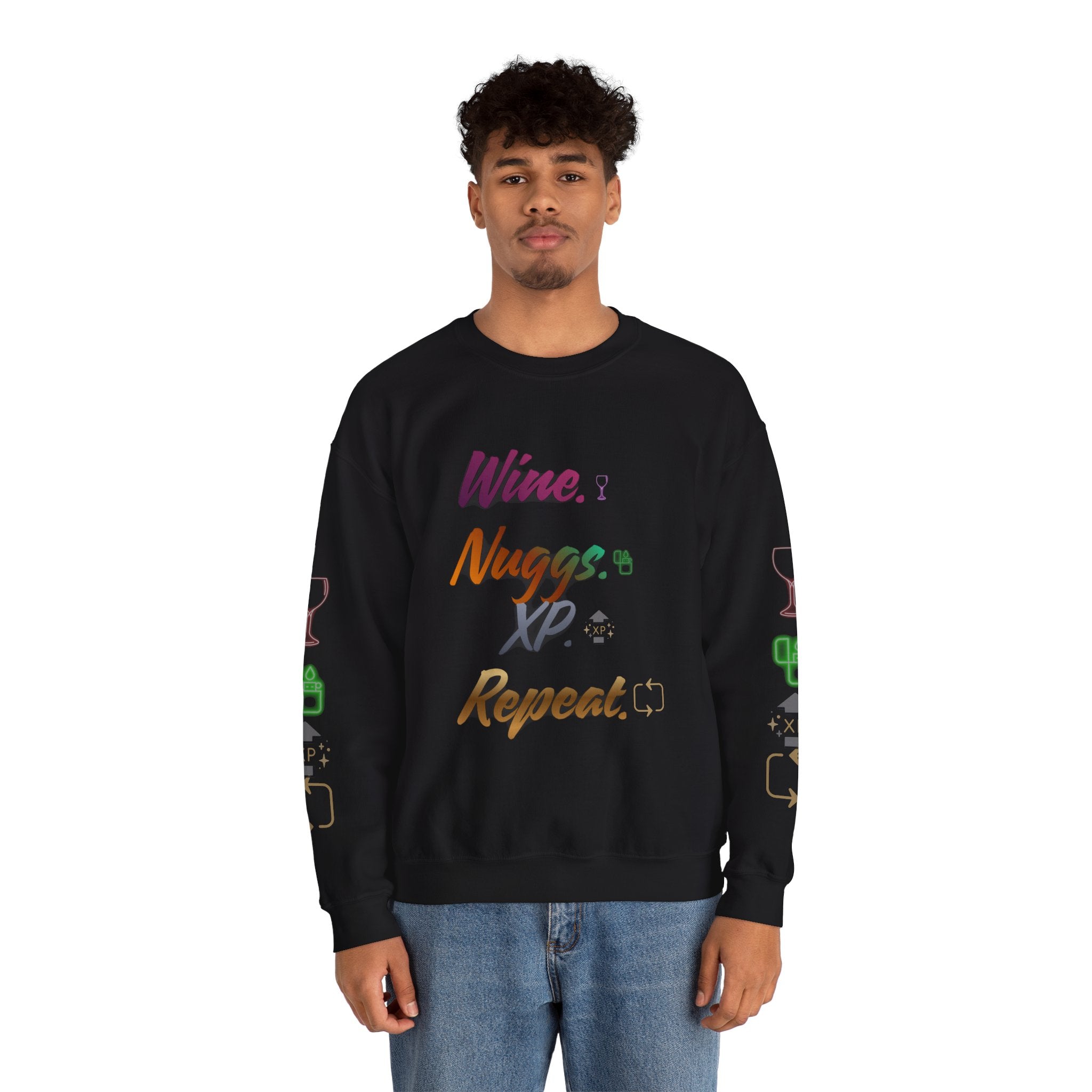 “Wine, Nuggs, XP, Repeat” Crewneck Sweatshirt