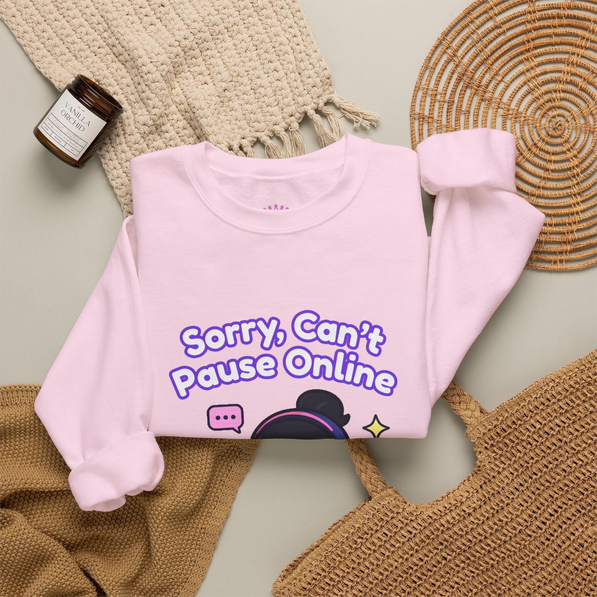"Sorry, Can't Pause" Crewneck Sweatshirt