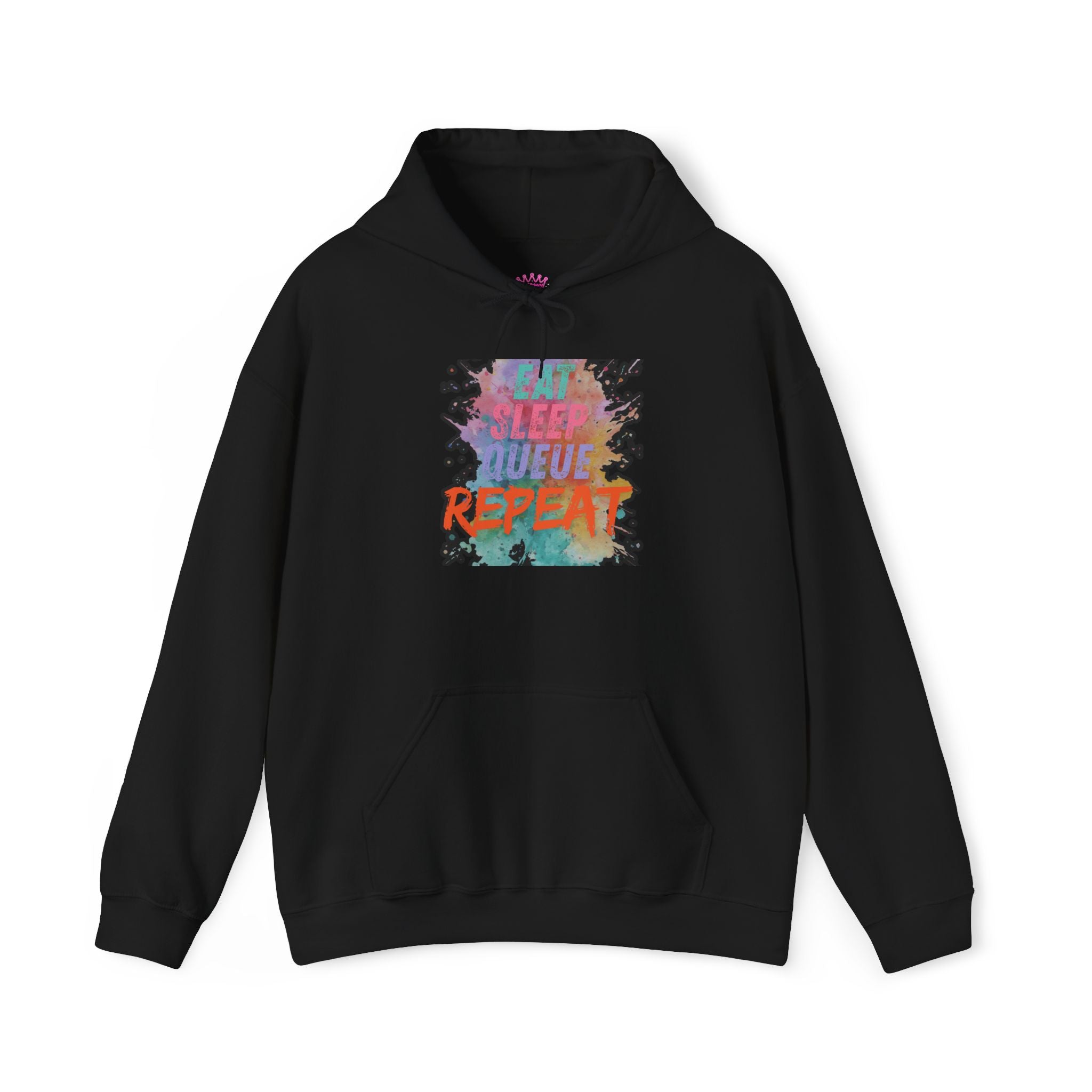“Eat Sleep Queue Repeat”Hooded Sweatshirt
