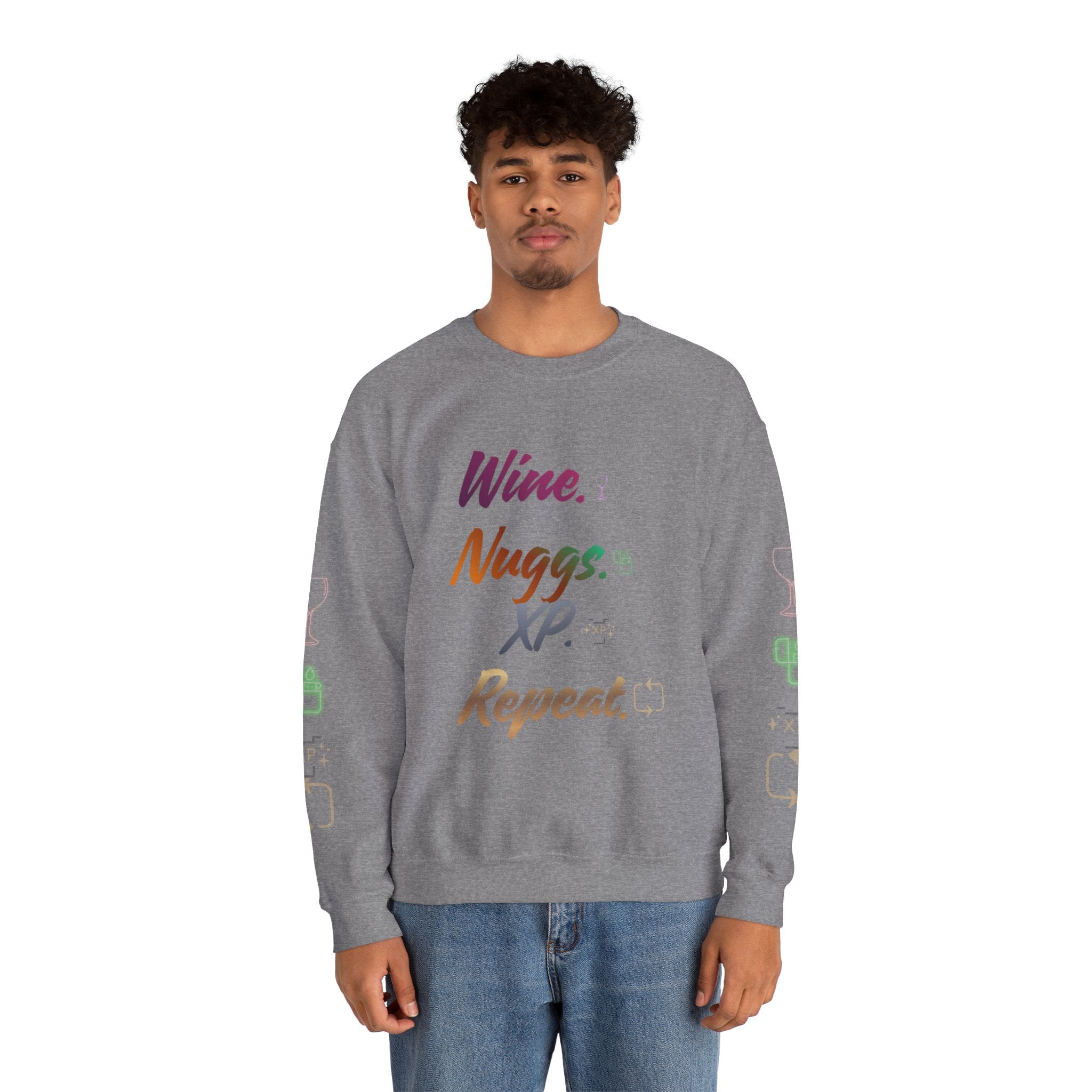 “Wine, Nuggs, XP, Repeat” Crewneck Sweatshirt