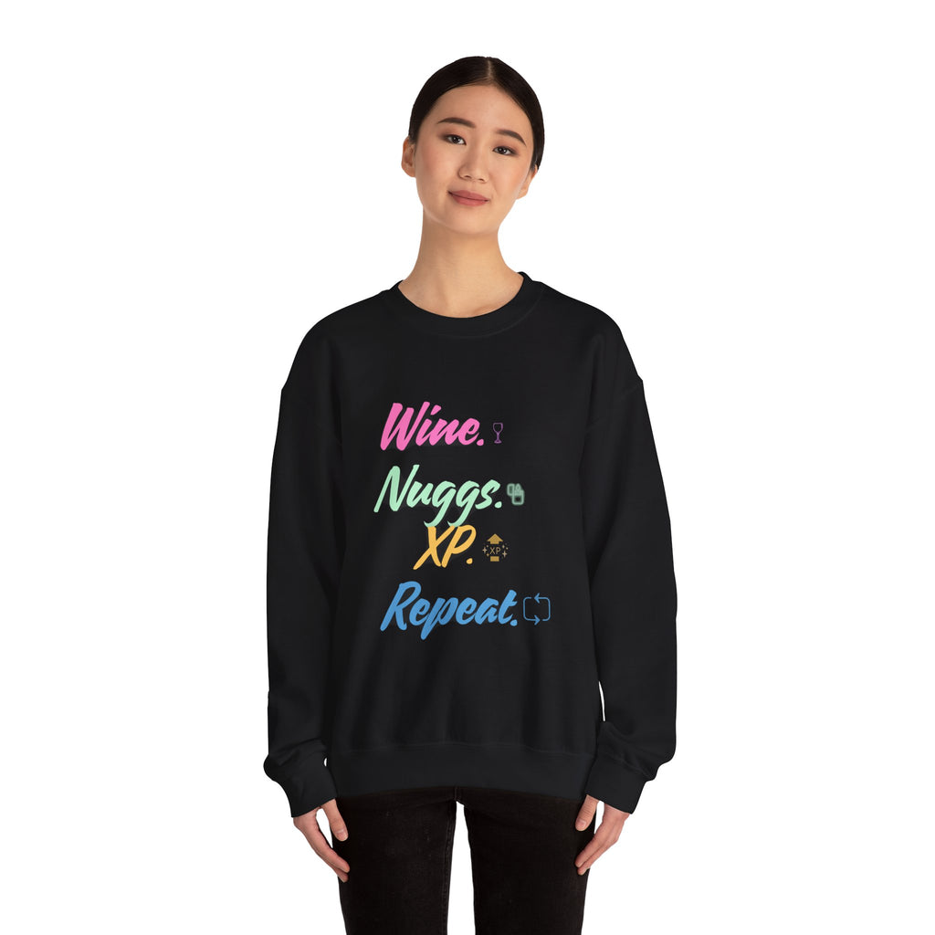 “Wine, Nuggs, XP, Repeat” Sweatshirt