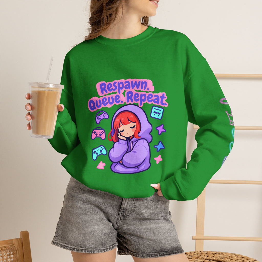 Respawn, Queue, Repeat Cozy Sweatshirt
