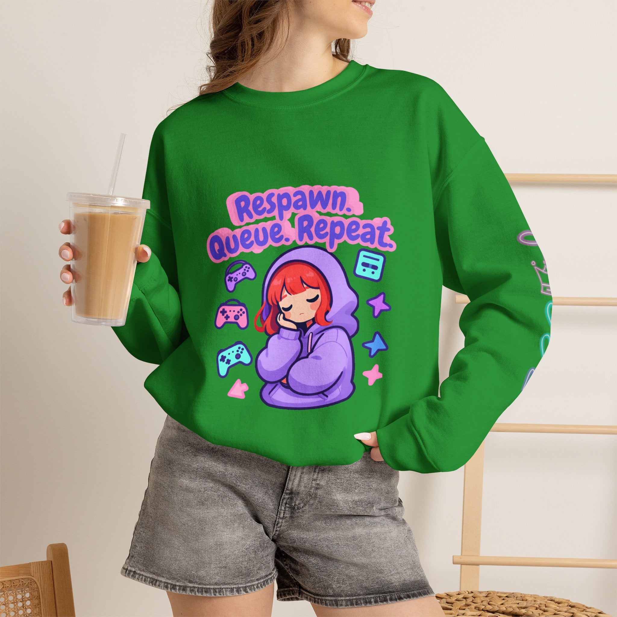 Respawn, Queue, Repeat Cozy Sweatshirt