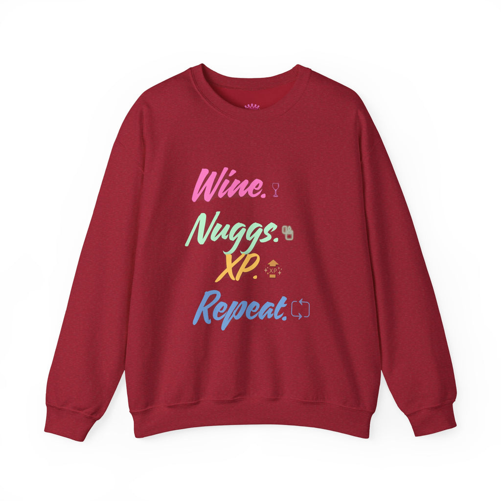 “Wine, Nuggs, XP, Repeat” Crewneck Sweatshirt