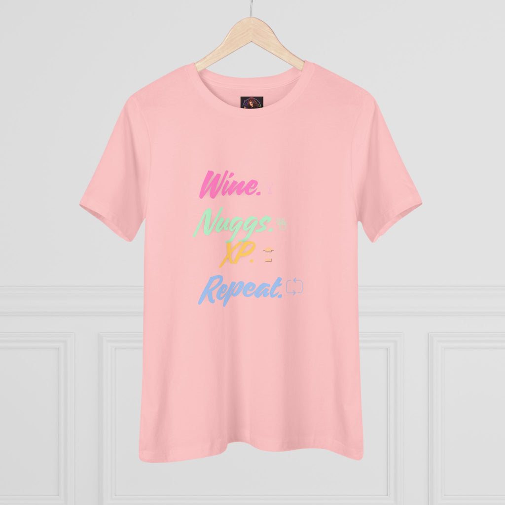 “Wine, Nuggs, XP, Repeat” Women's Cotton Tee