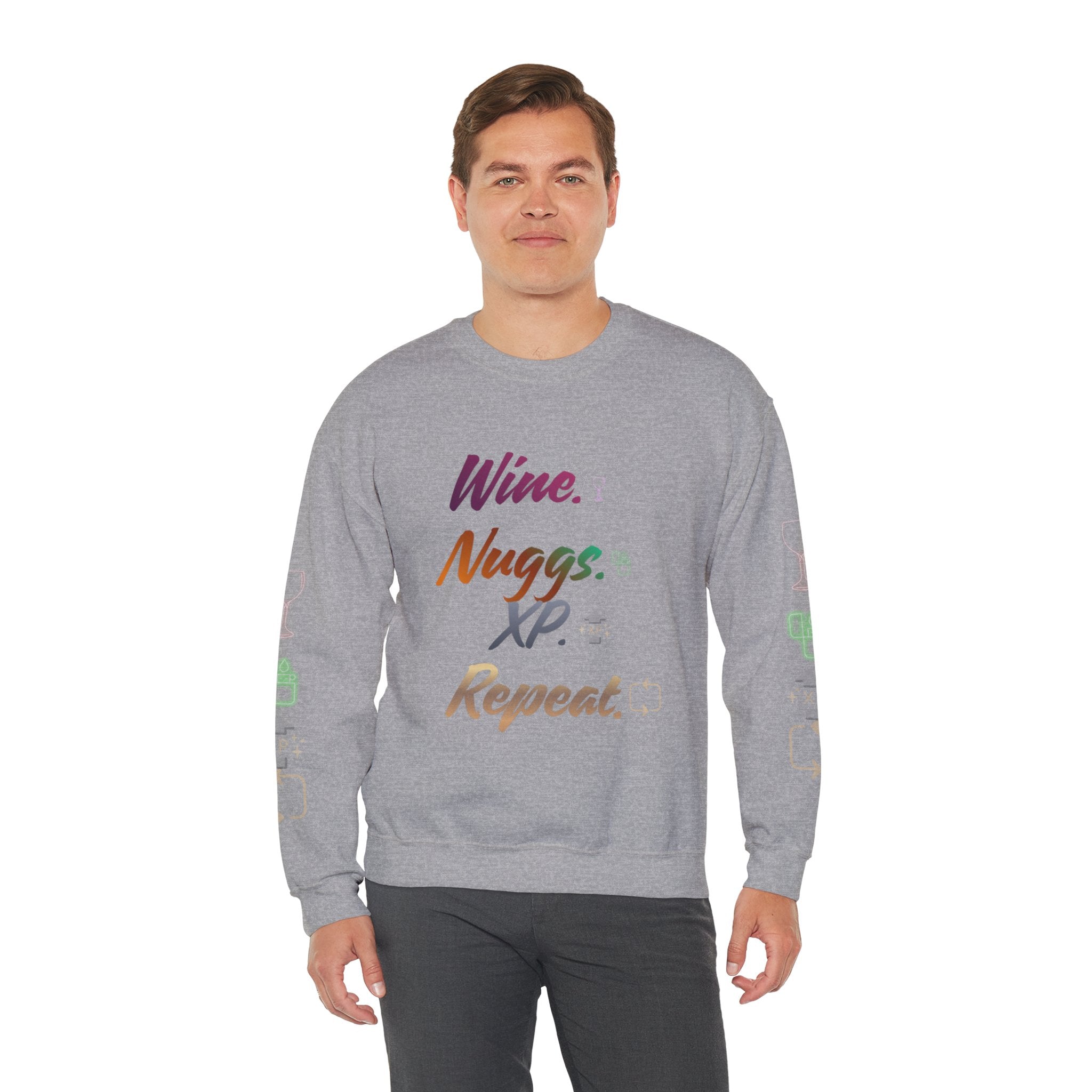 “Wine, Nuggs, XP, Repeat” Crewneck Sweatshirt