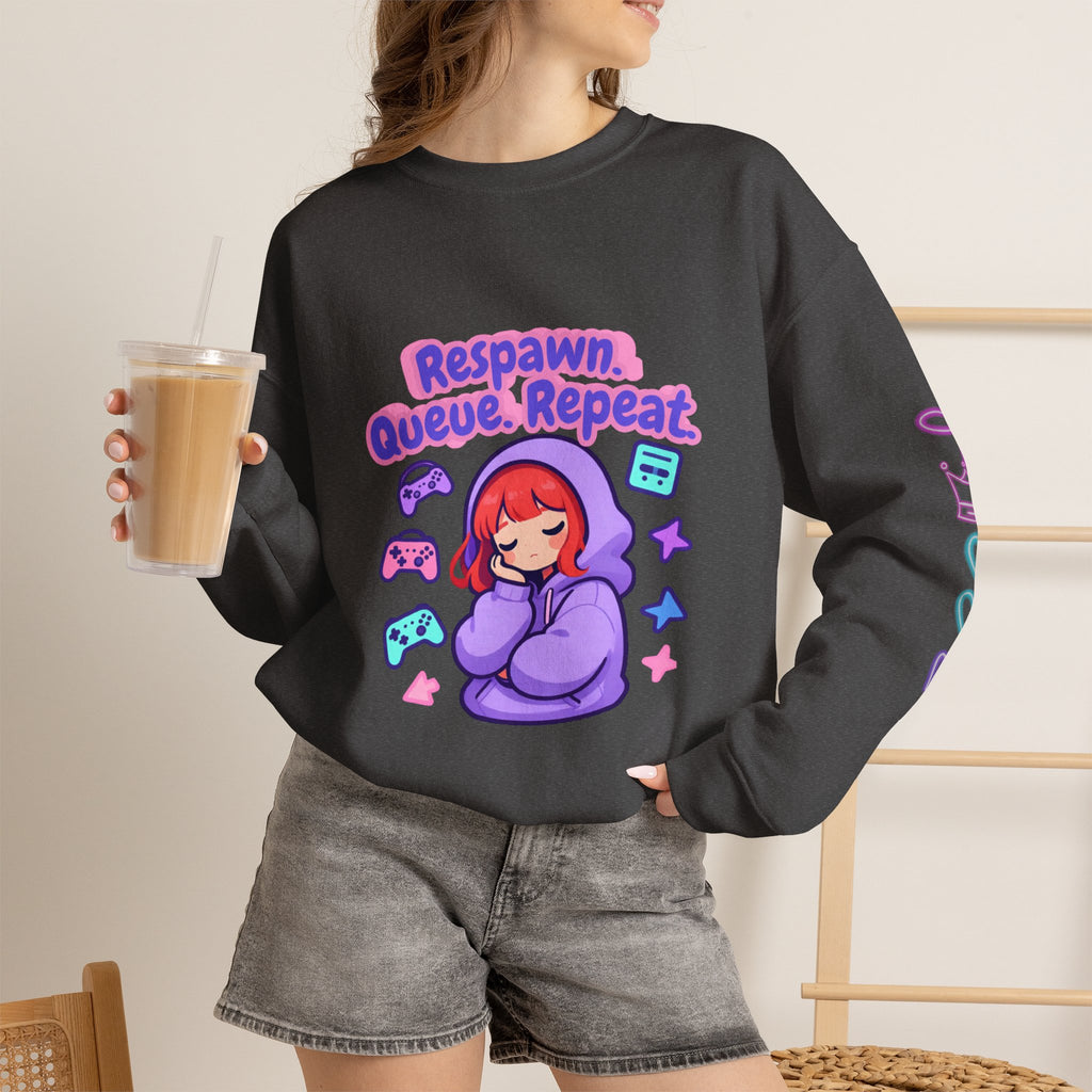 Respawn, Queue, Repeat Cozy Sweatshirt