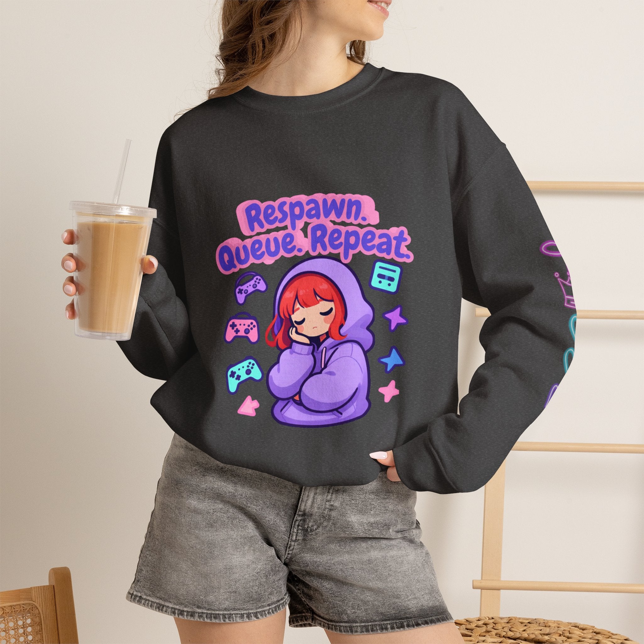 Respawn, Queue, Repeat Cozy Sweatshirt