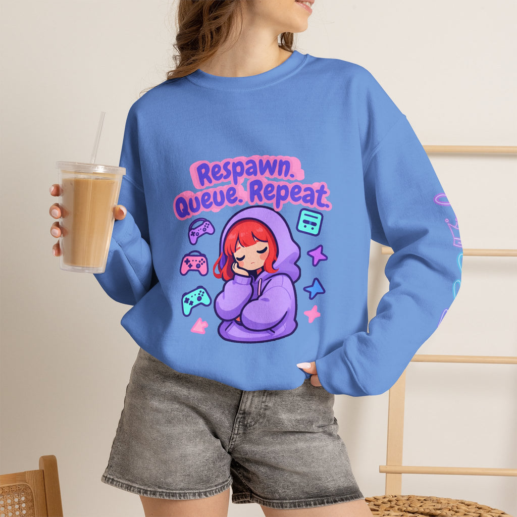 Respawn, Queue, Repeat Cozy Sweatshirt