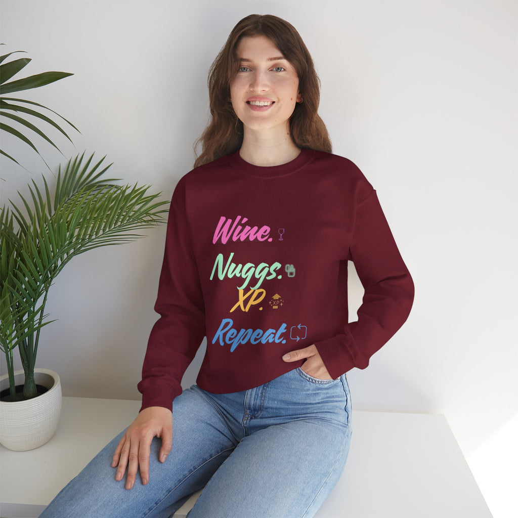 “Wine, Nuggs, XP, Repeat” Sweatshirt