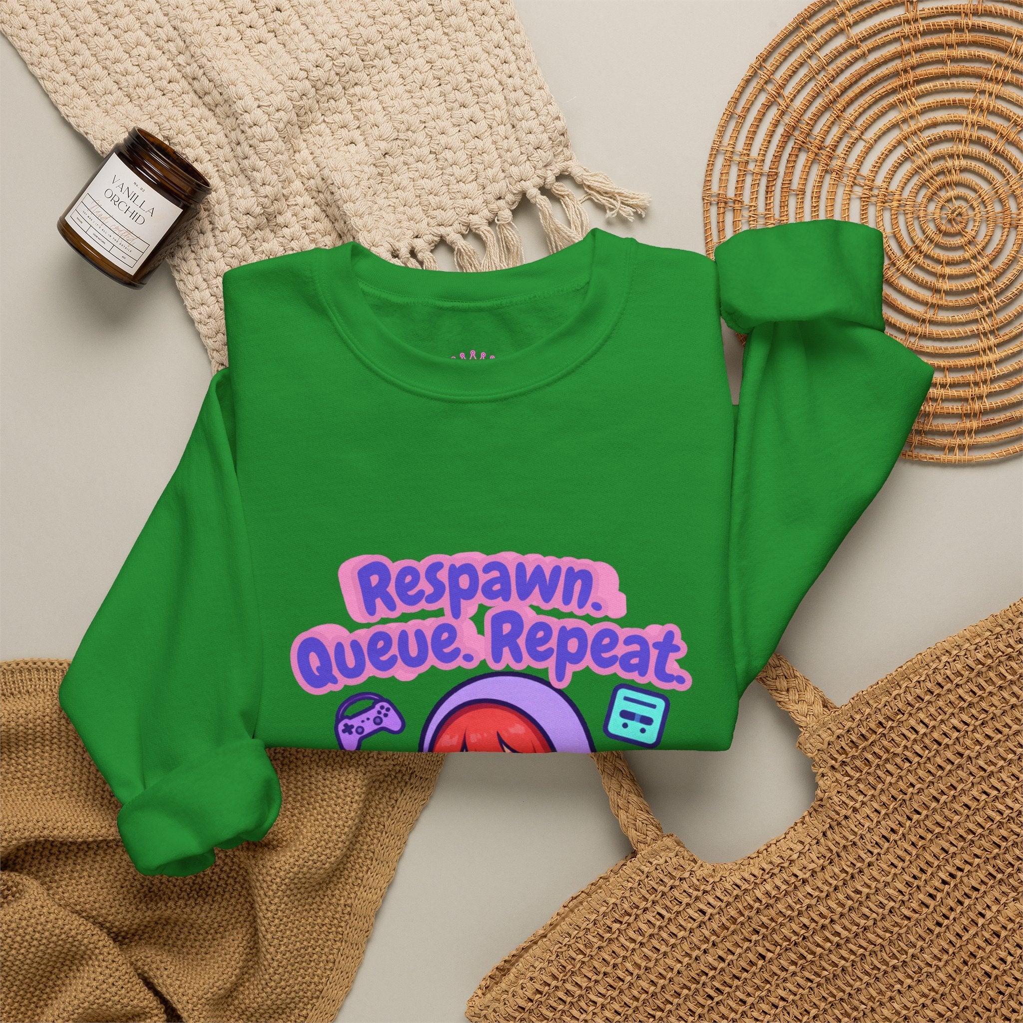 Respawn, Queue, Repeat Cozy Sweatshirt