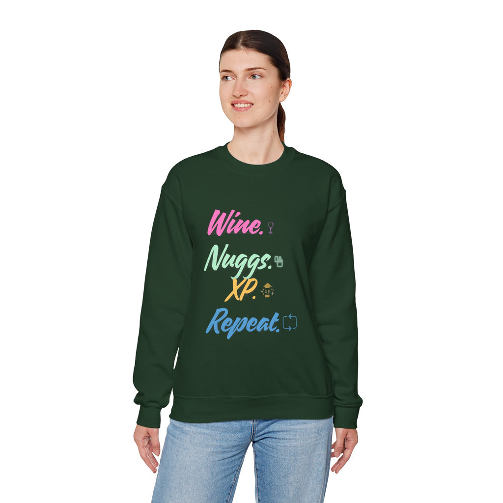 “Wine, Nuggs, XP, Repeat” Sweatshirt