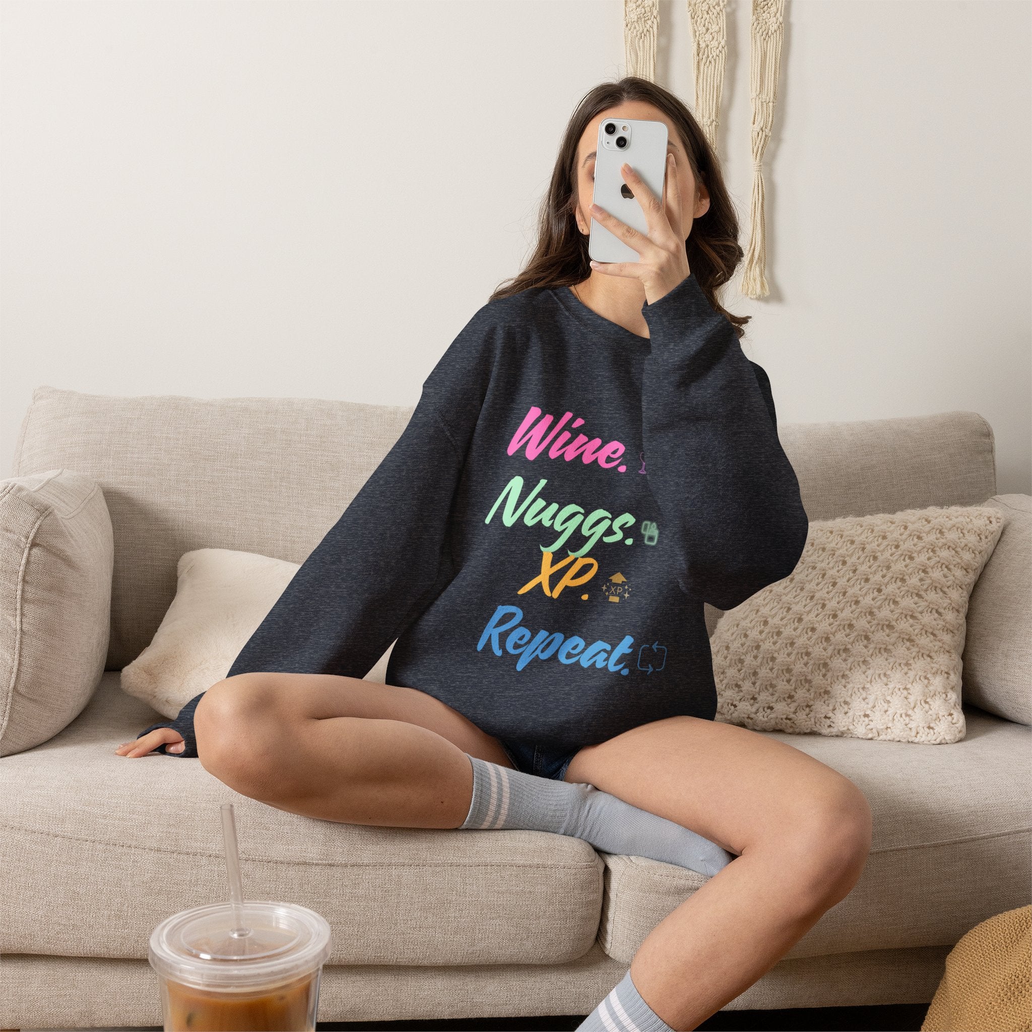 “Wine, Nuggs, XP, Repeat” Sweatshirt