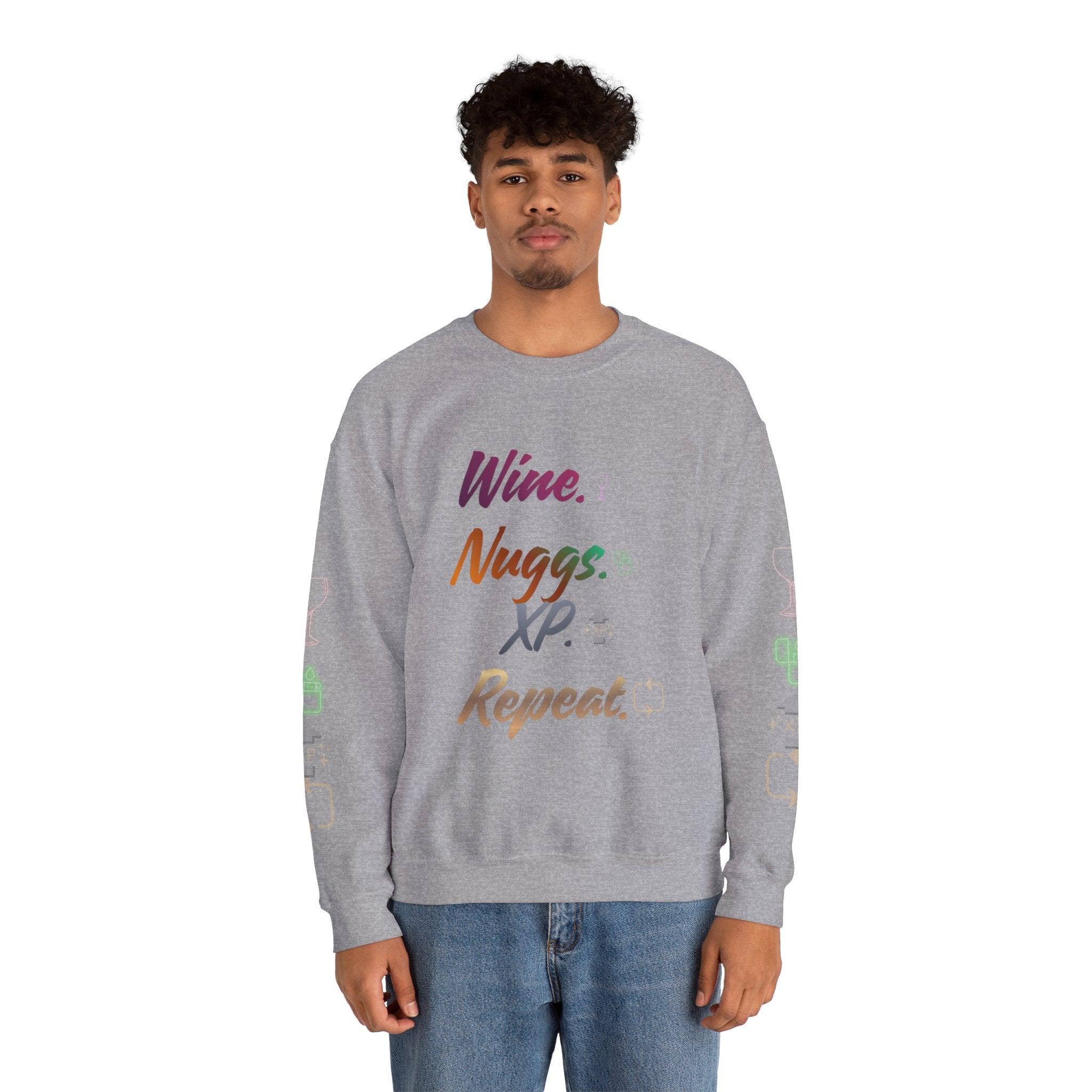 “Wine, Nuggs, XP, Repeat” Crewneck Sweatshirt