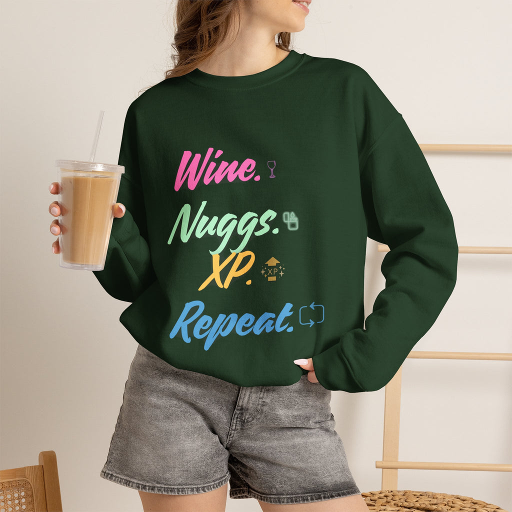 “Wine, Nuggs, XP, Repeat” Sweatshirt