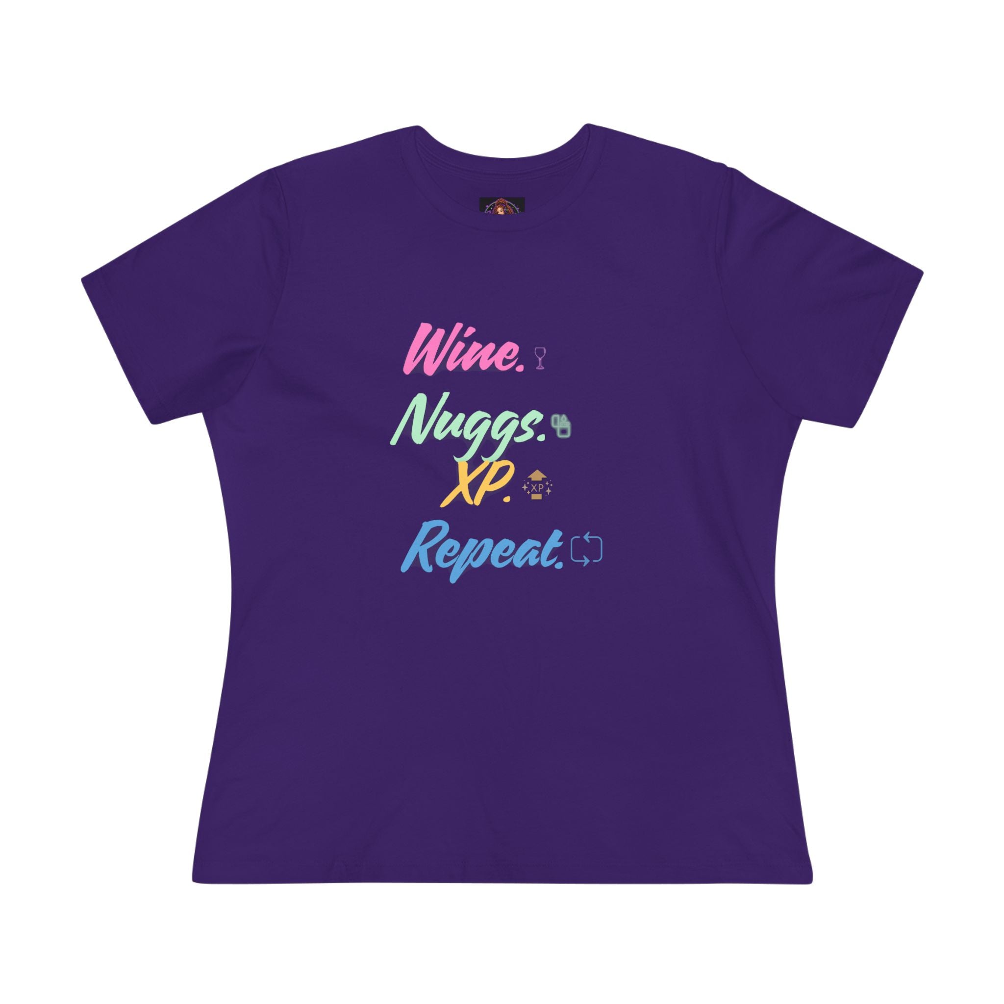 “Wine, Nuggs, XP, Repeat” Women's Cotton Tee