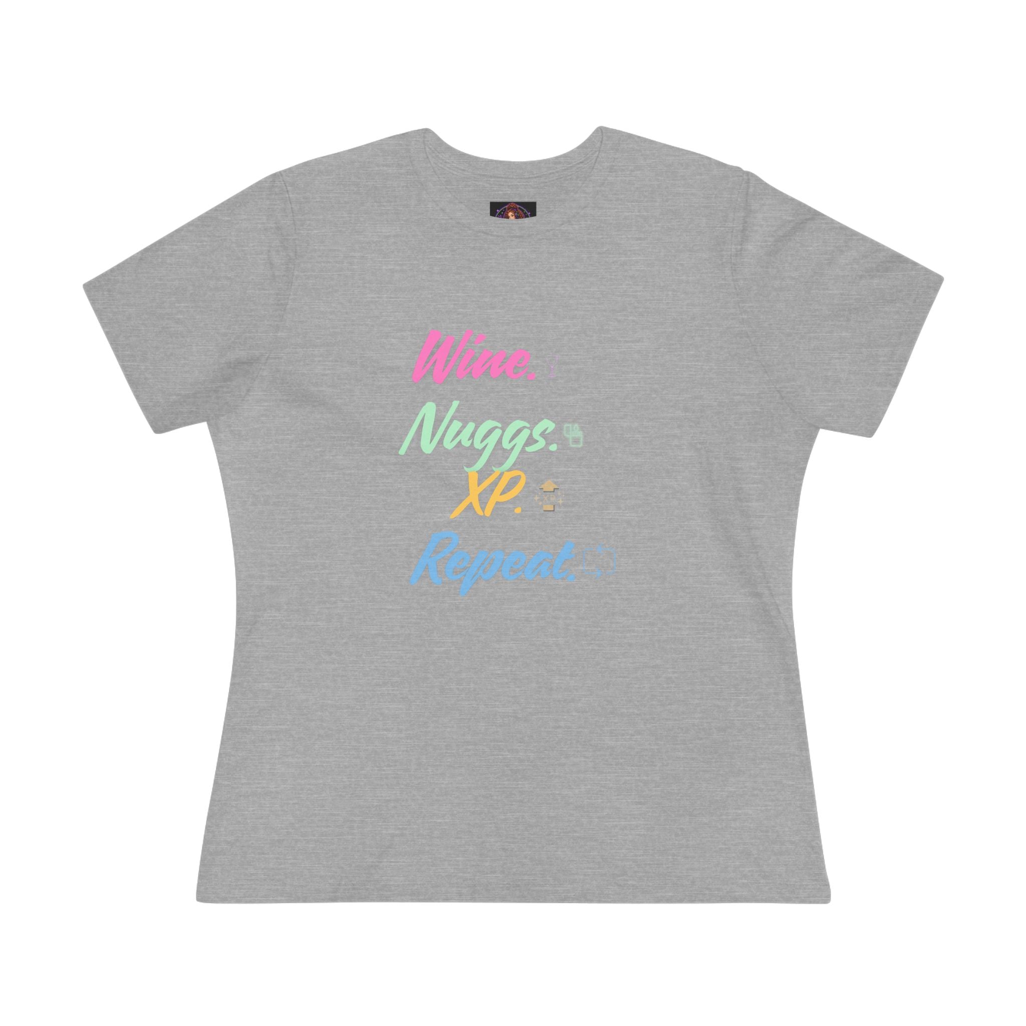 “Wine, Nuggs, XP, Repeat” Women's Cotton Tee