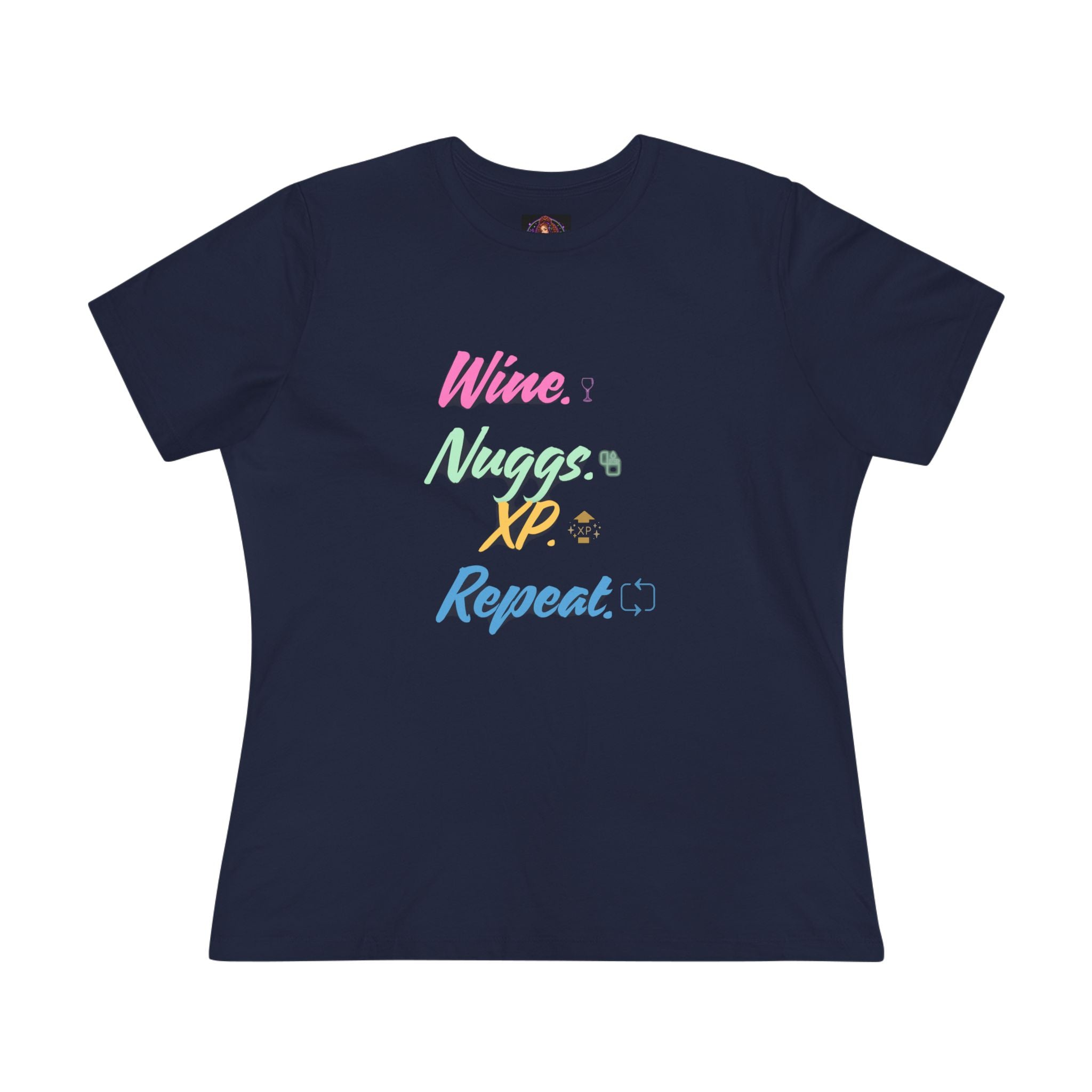 “Wine, Nuggs, XP, Repeat” Women's Cotton Tee