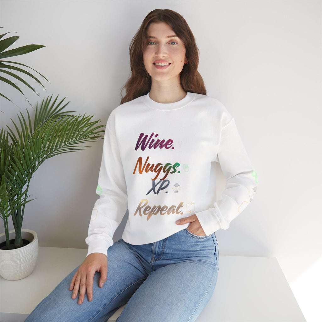 “Wine, Nuggs, XP, Repeat” Crewneck Sweatshirt
