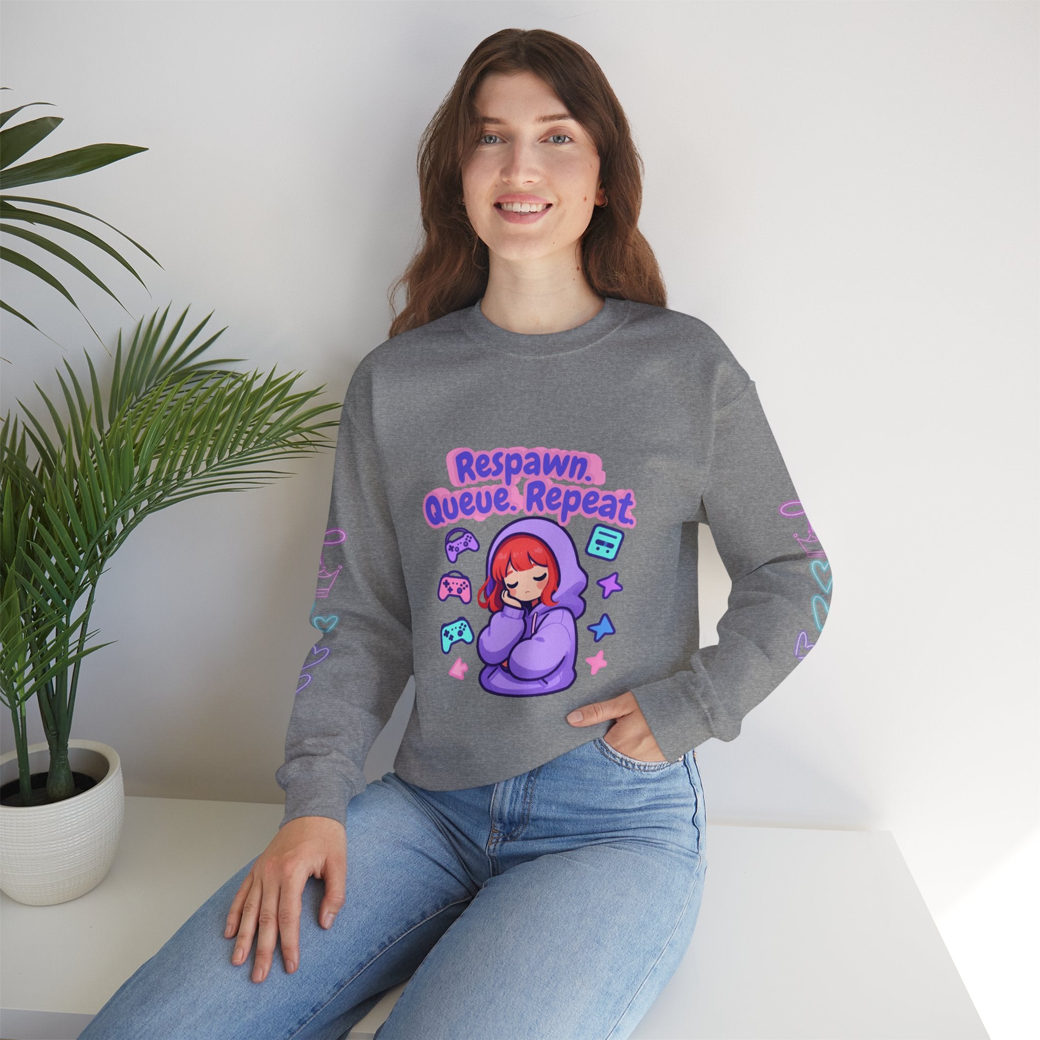 Respawn, Queue, Repeat Cozy Sweatshirt